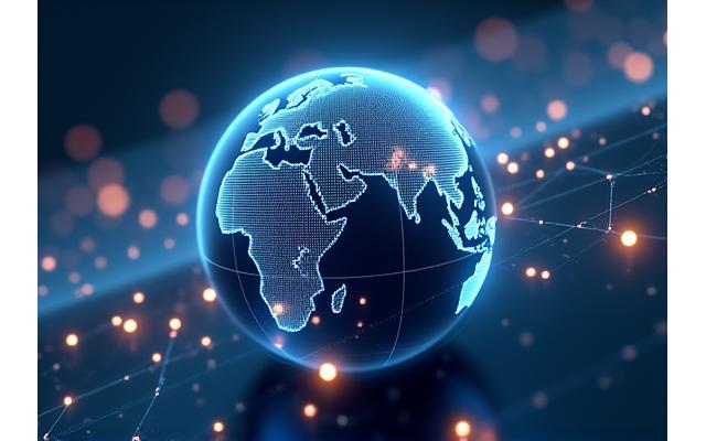 Illustration de la connectivité mondiale, cartes et globes stylisés