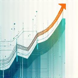 Icône représentant une startup deep tech avec des circuits imprimés et des symboles de croissance
