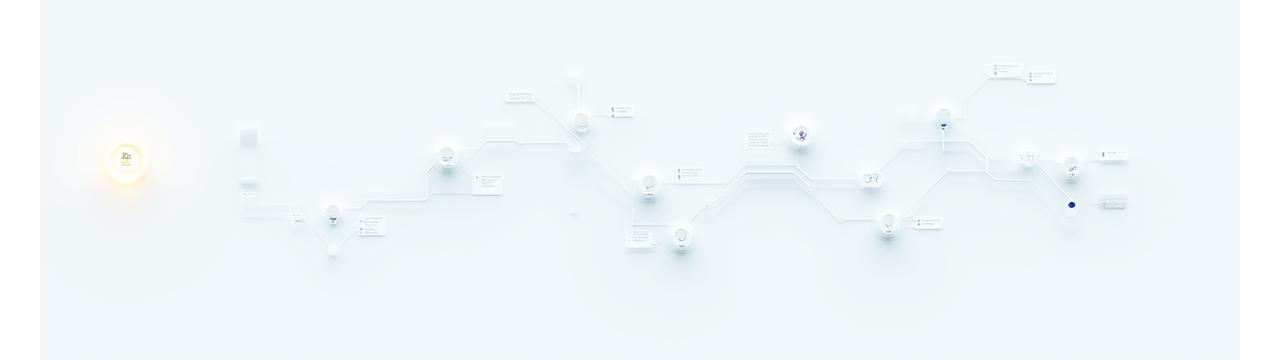 Infographie d'une feuille de route de transformation digitale avec des jalons, des métriques de performance et des interconnections entre les phases.